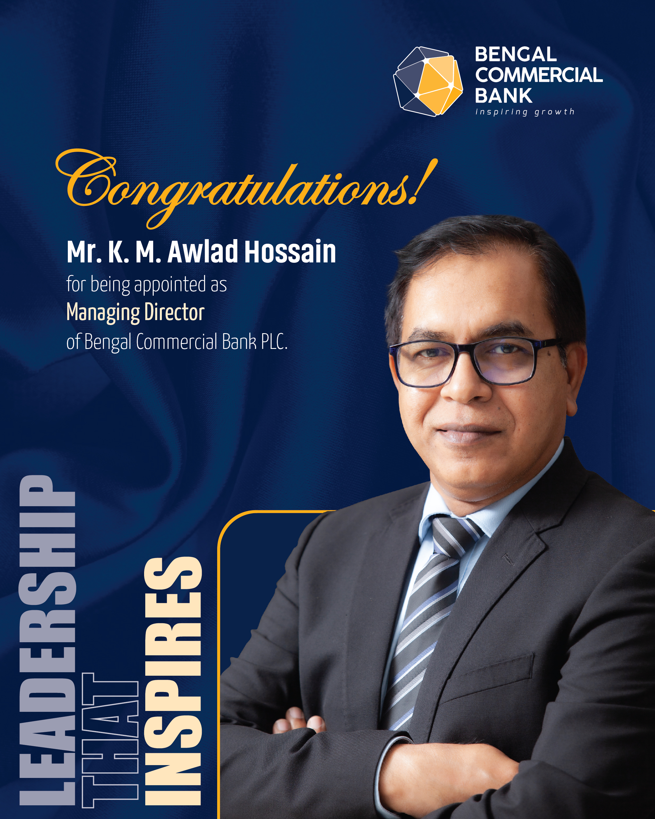 BGB Congratulations To New MD Mr. K.M Awlad Hossain Selected